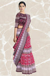 Red And Maroon Fish Bandha Handloom Cotton Saree | Odisha Handloom | Devnika