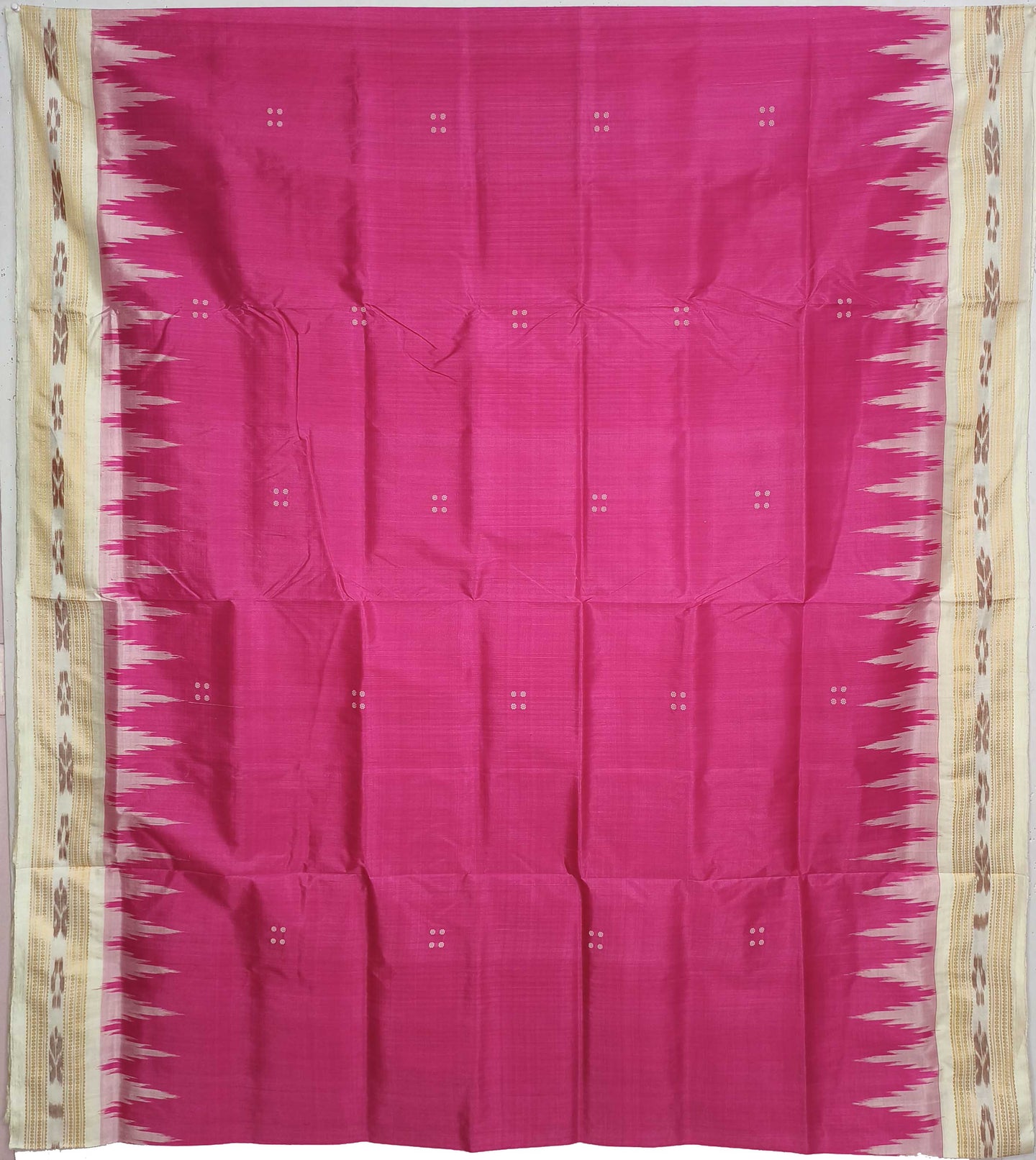 Hot Pink Big Temple Border Khandua Pata Saree