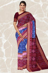 Blue Double Border Bandha Handloom Cotton Saree | Odisha Handloom | Devnika