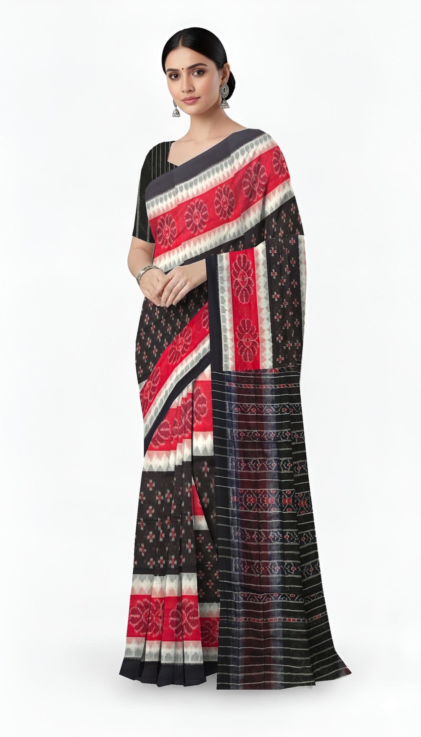 Black Mania Bandha Traditional Katiki Saree | Odisha Handloom GI Tagged | Devnika