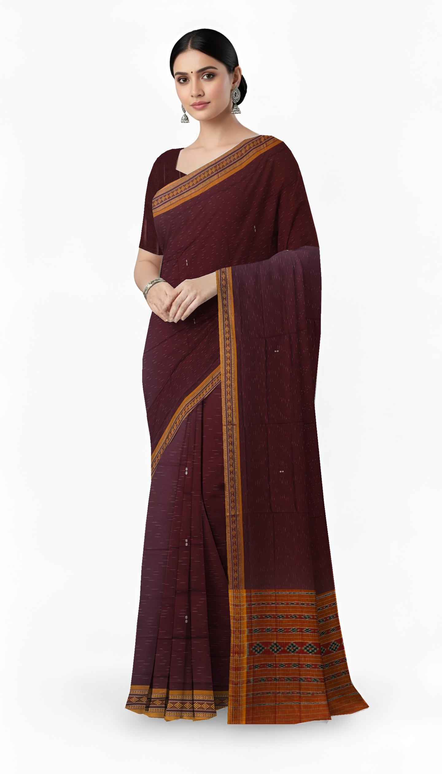 Light Coffee Bomkai Border Pasapalli Saree | Odisha Handloom GI Tagged | Devnika