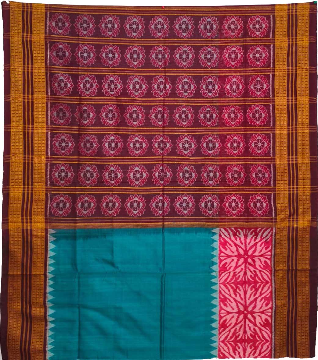 Teal Green Big Border Bandha Saree