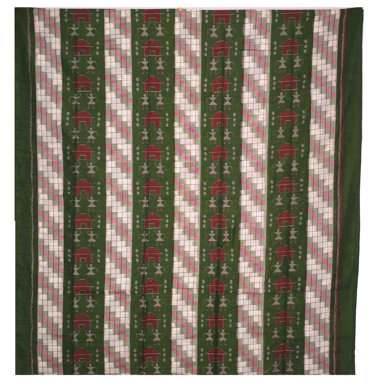 Olive Green, Maroon & White Tani Bandha Pasapalli Shirt/Top Piece