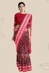 Deep Brown Peacock Bandha Handloom Cotton Saree | Odisha Handloom | Devnika