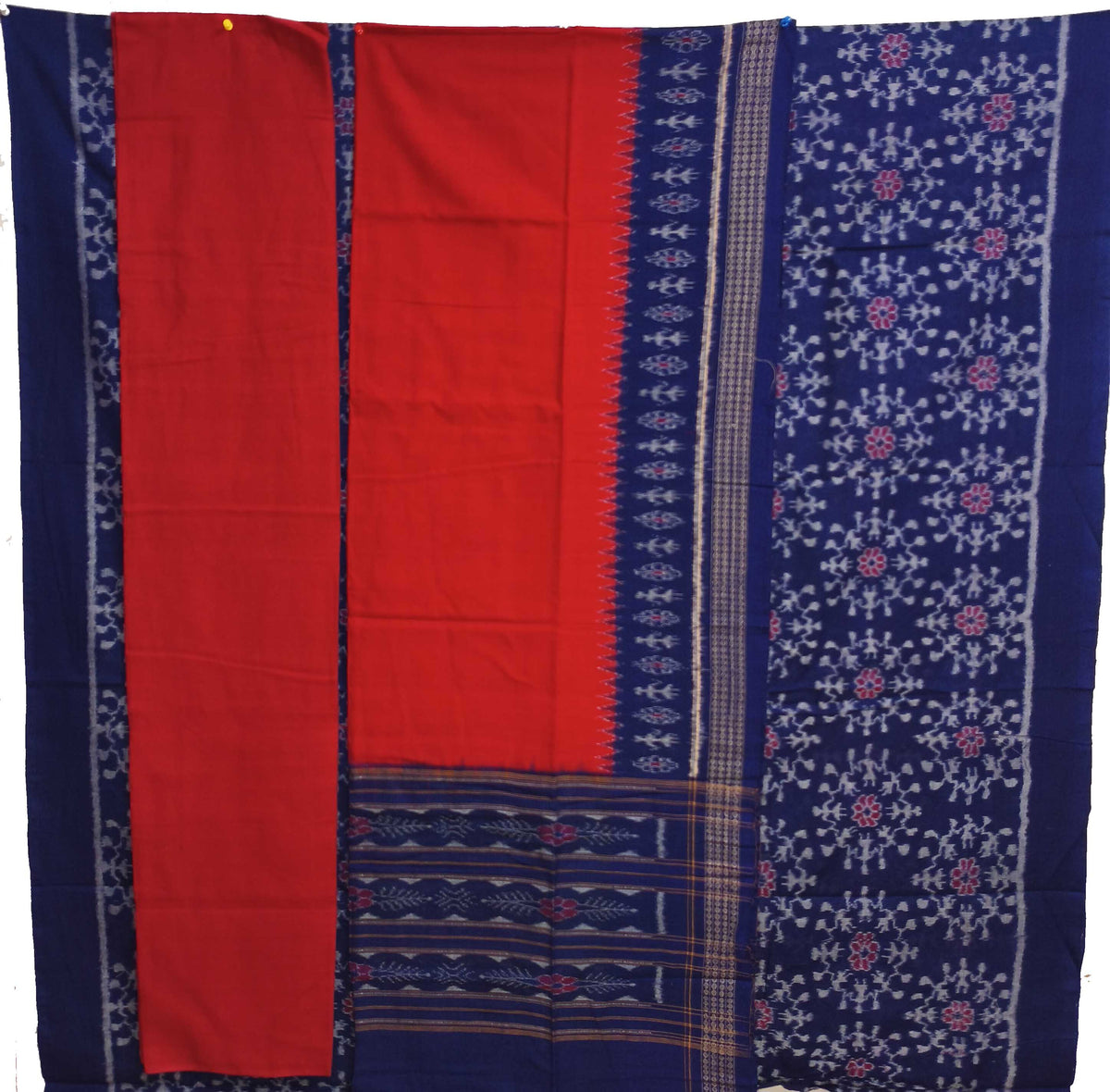 Blue Color Top With Red Color Pant & Chunri Body Bandha Dress Set