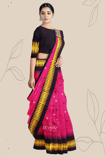 Hot Pink Bomkai Special Border Saree