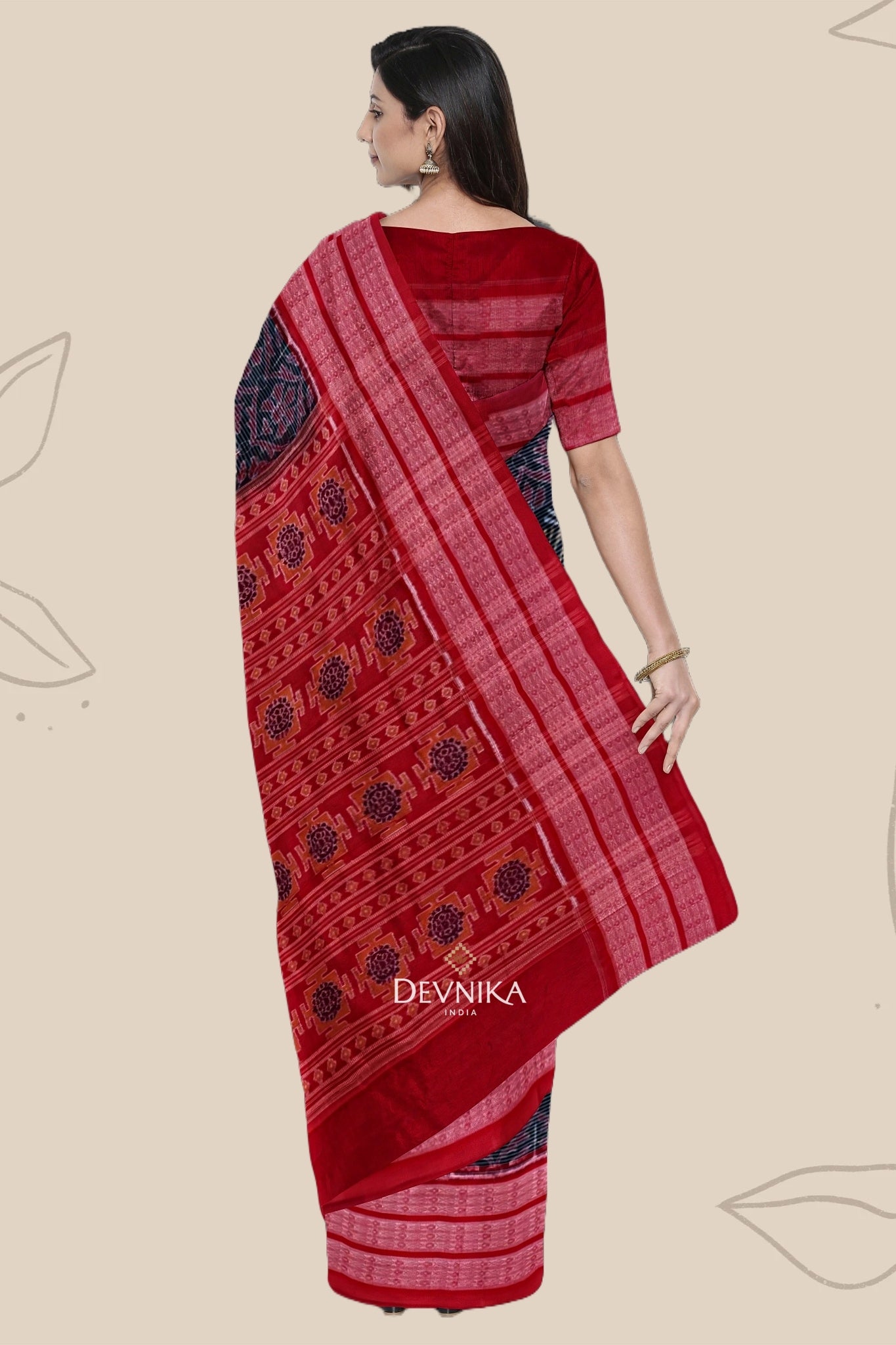 Forest Green Body Bandha Handloom Cotton Saree | Odisha Handloom | Devnika