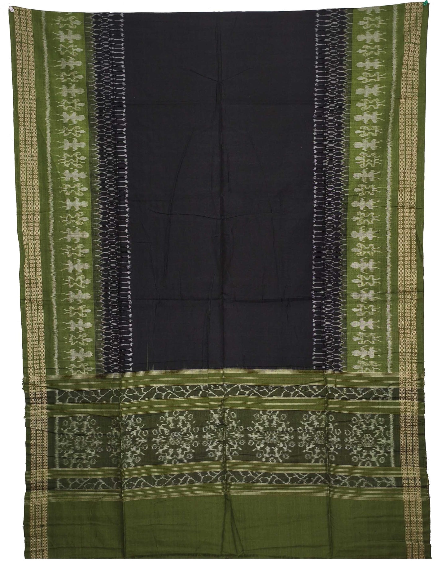 Black Top With Black Pant & Olive Green Chunri Pasapalli Dress Set