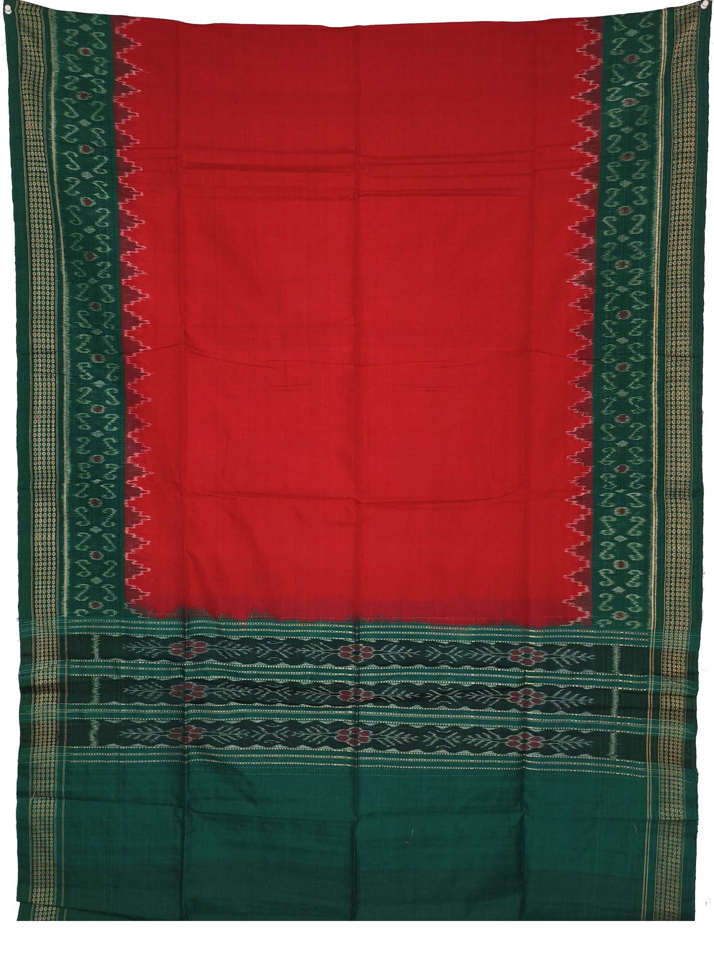 Green Top With Red Pant & Chunri Body Bandha Dress Set