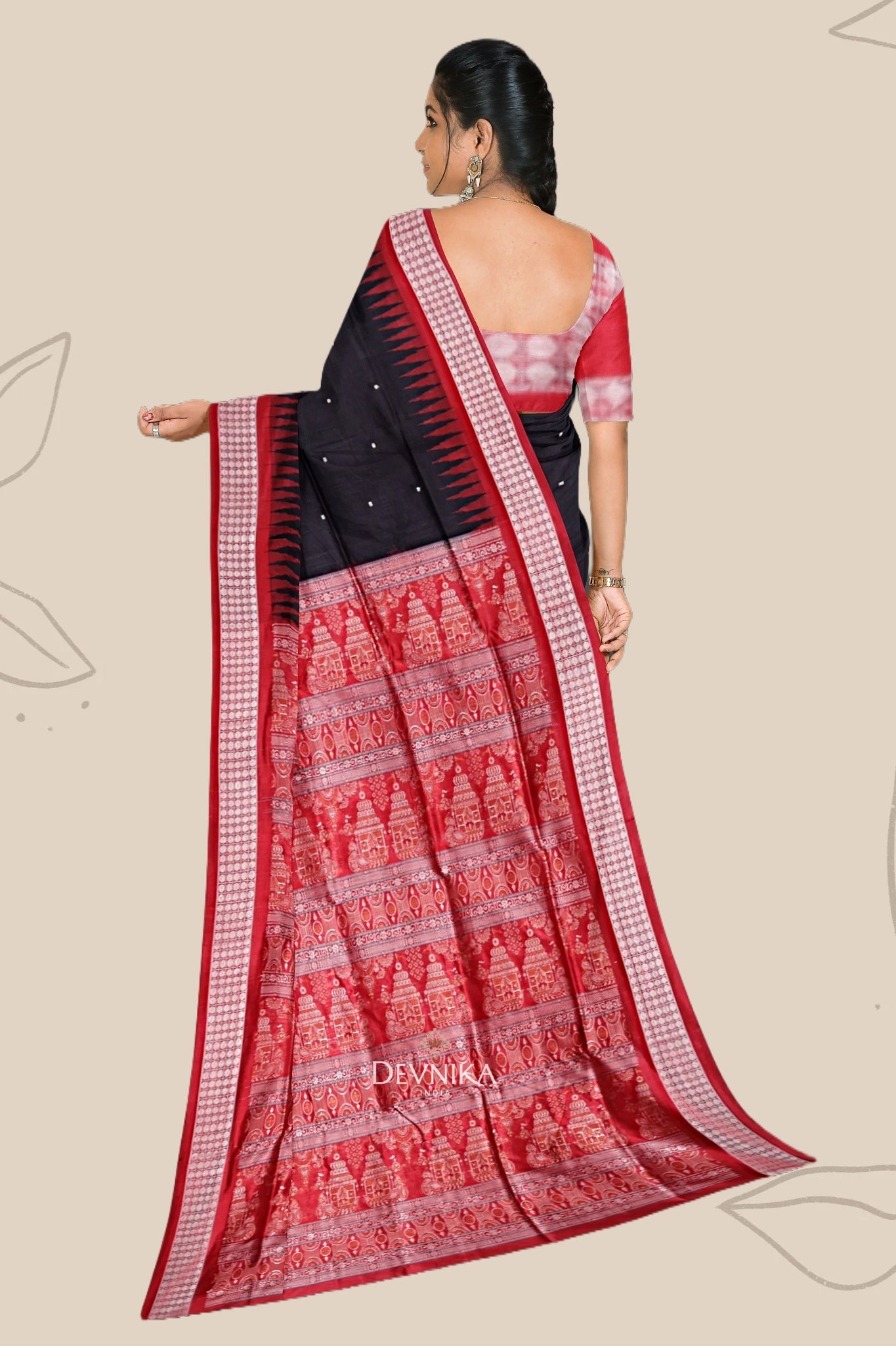 Black Bomkai Butti Sambalapuri Saree