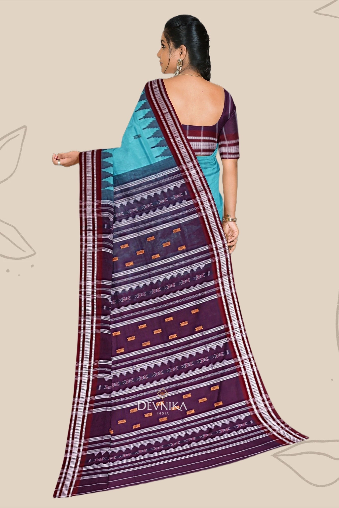 Light Emerald Pata Bapta Saree