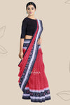 Red Double Border Bandha Handloom Cotton Saree | Odisha Handloom | Devnika