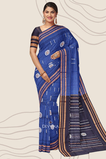 Navy Blue Padam Bomaki Saree