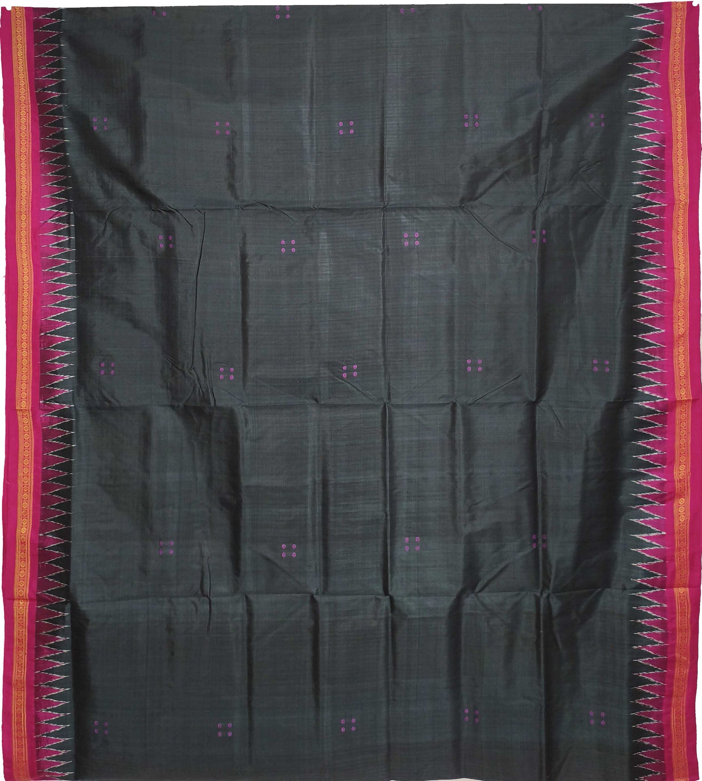 Black Single Temple Border Khandua Pata Saree