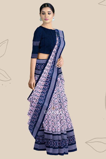 White Big Border Bandha Saree