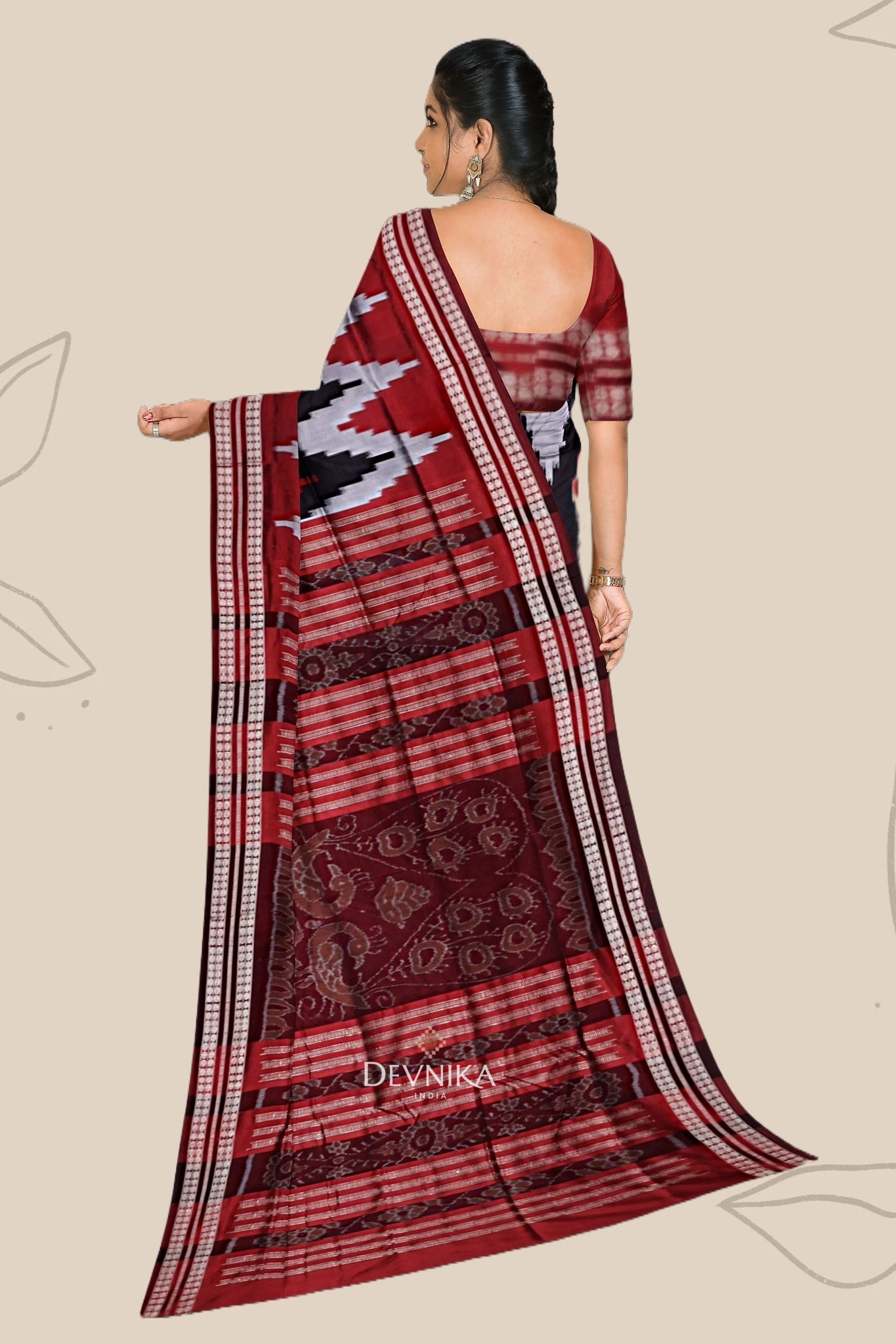 Black Red and Silver Bandha Pasapalli Saree