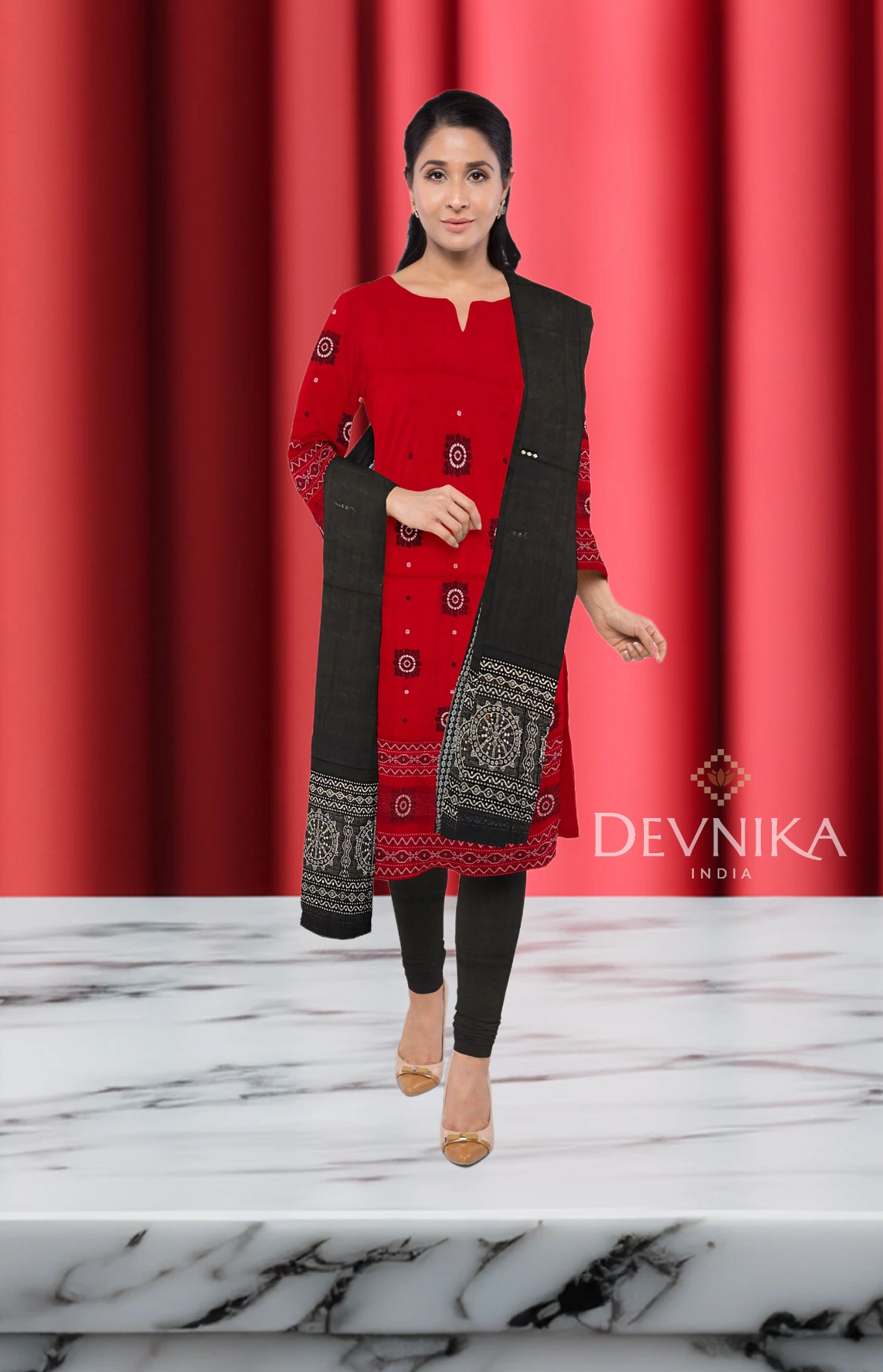 Red Bomkai Dress Set