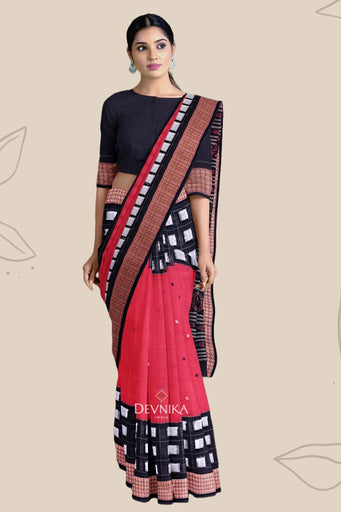Red Border Pasapalli Saree