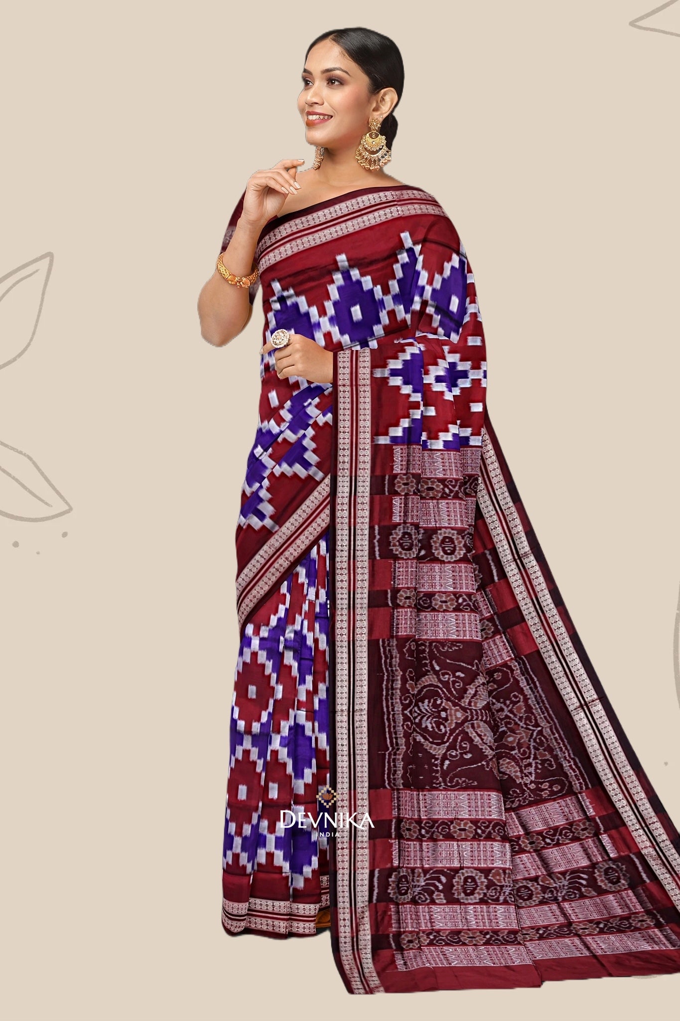 Silver and Violet Bandha Pasapalli Saree | Odisha Handloom | Devnika