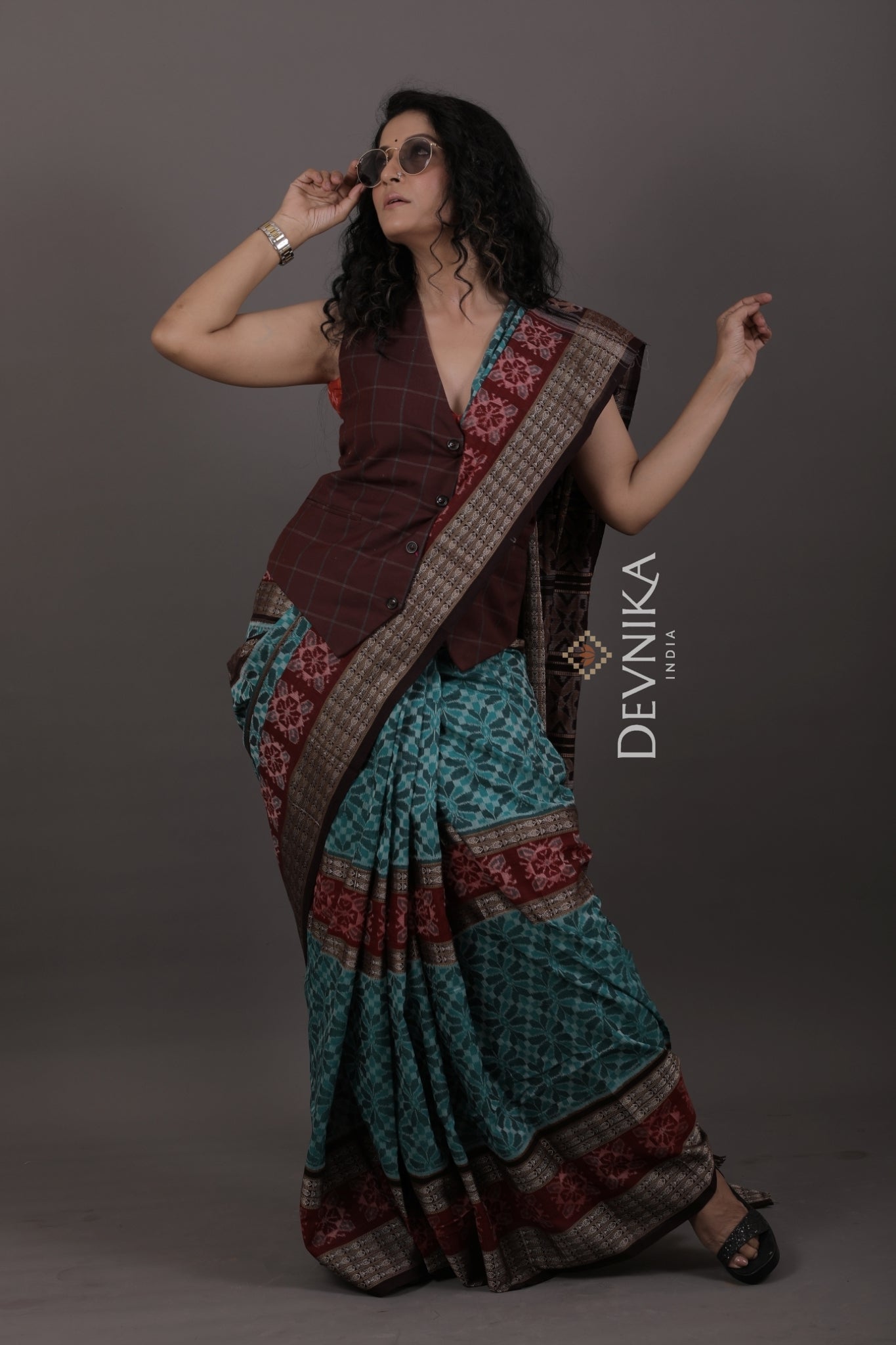 Double Border Bandha Saree | Odisha Handloom GI Tagged | Devnika