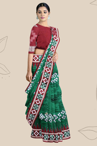 Green Border Pasapalli Saree | Odisha Handloom | Devnika