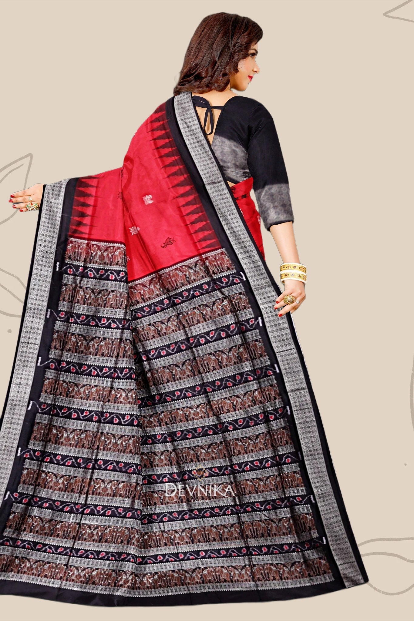 Red Body Bomkai Saree