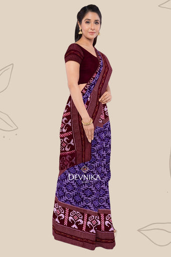 Purple Pasapalli Handloom Cotton Saree | Odisha Handloom | Devnika