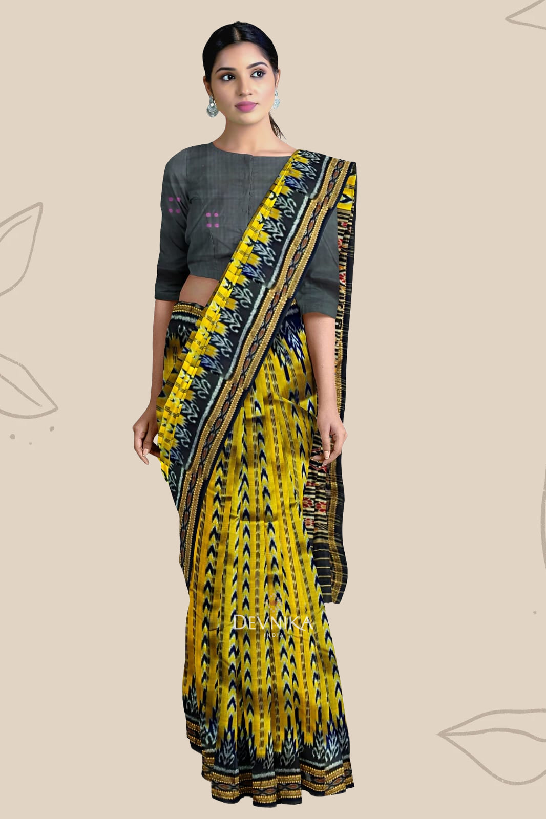 Golden Yellow Dhanapatri Khandua Pata Saree | Odisha Handloom | Devnika