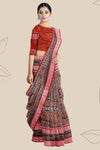 Golden Green Body Bandha Tissue Silk Saree | Odisha Handloom GI Tagged | Devnika