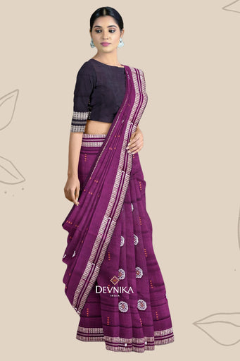 Purple Bomkai Saree