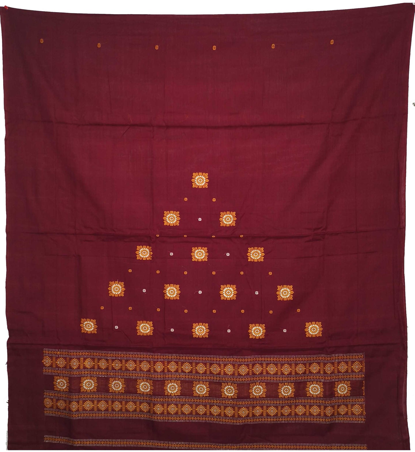 Maroon With Yellow Pant & Chunri Bomkai Dress Set