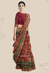 Golden Brown Body Bandha Tissue Silk Saree | Odisha Handloom GI Tagged | Devnika