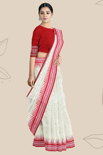 Cream Bomkai Butti Saree