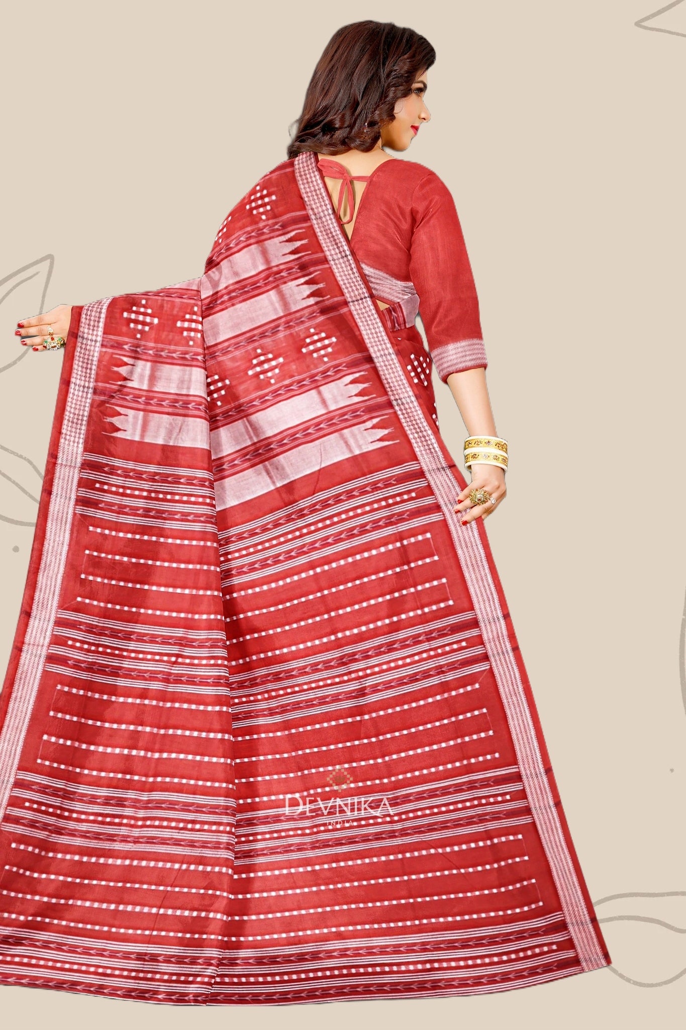 Rust And Tan Pata Bapta Saree