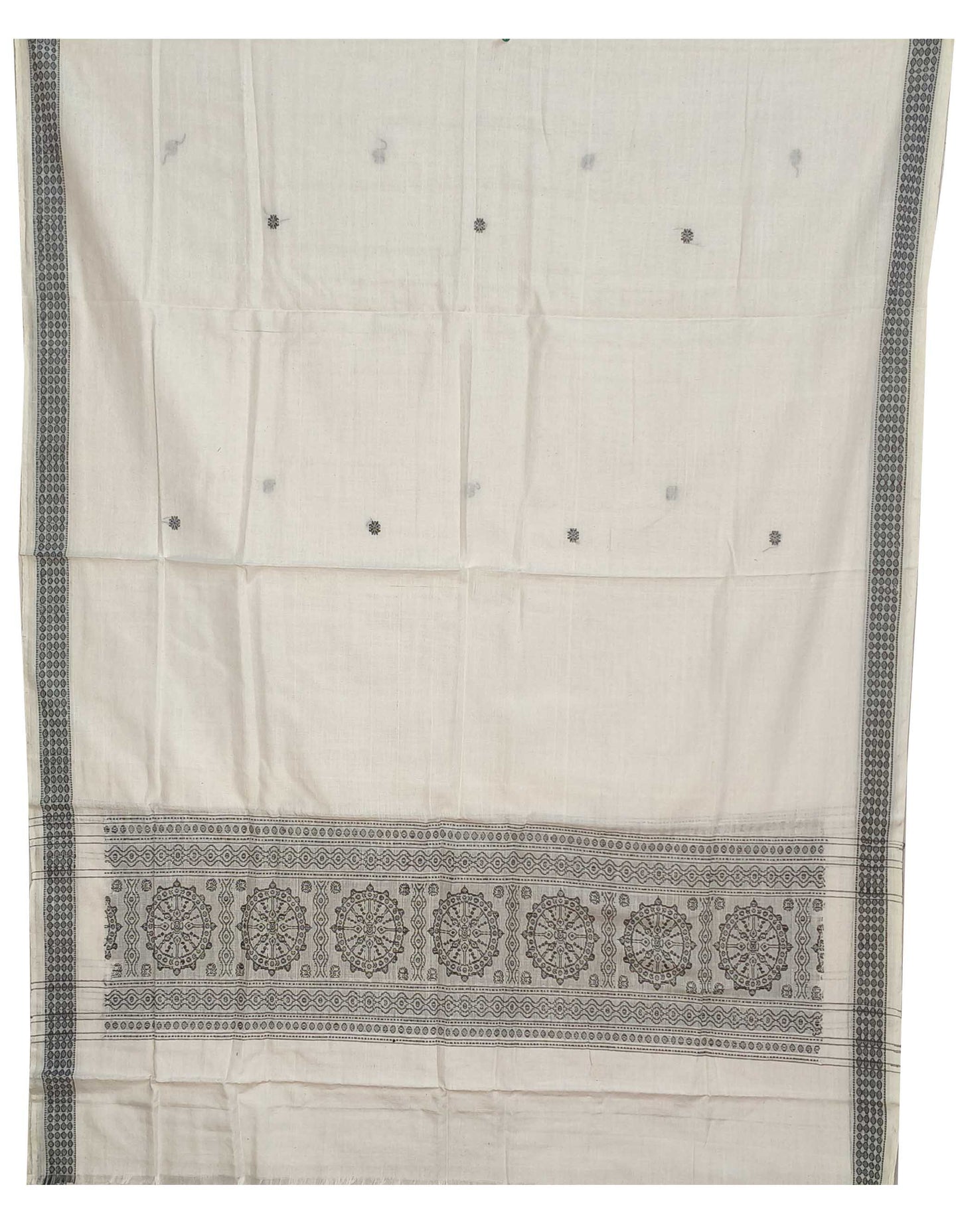 Dark Olive Green Top With White Pant & Chunri Bomkai Dress Set