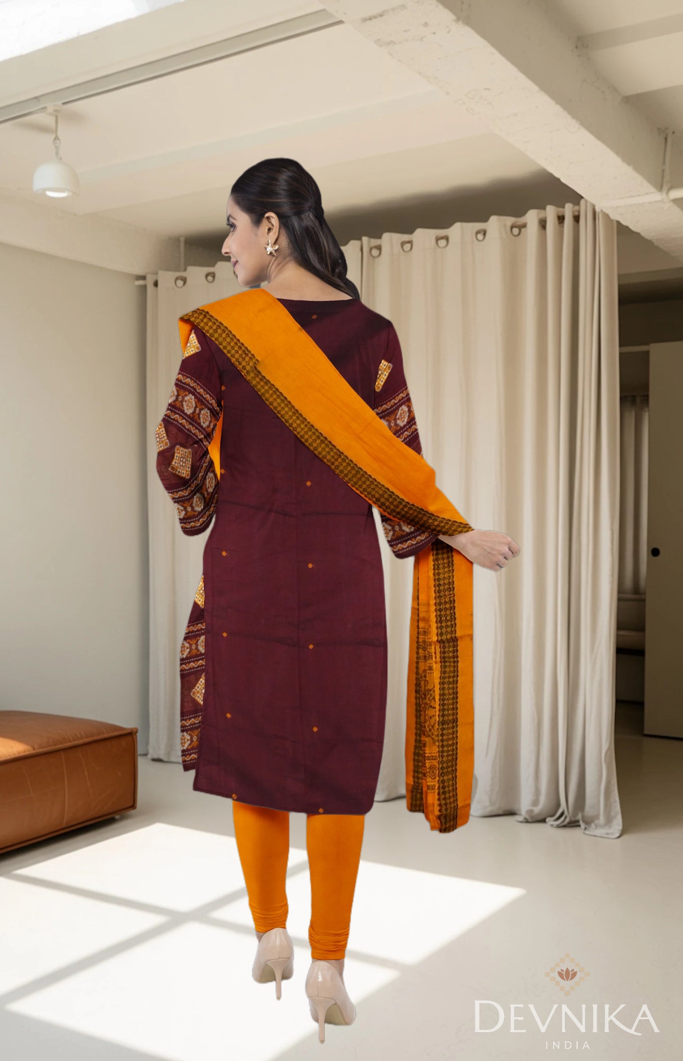 Deep Maroon Bomkai Dress Set