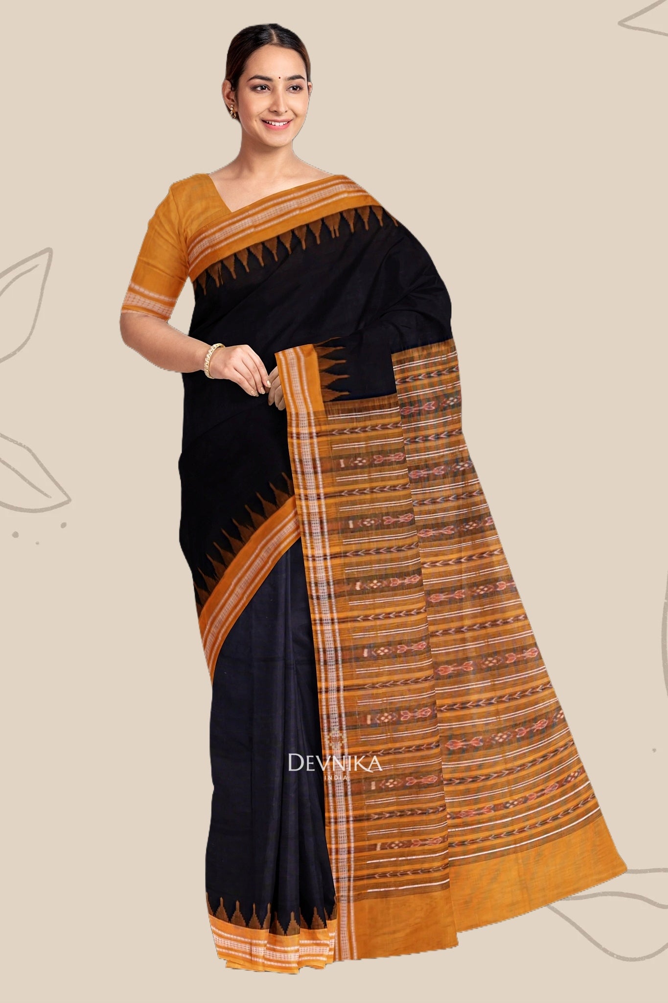 Black Bapta Saree | Odisha Handloom GI Tagged | Devnika