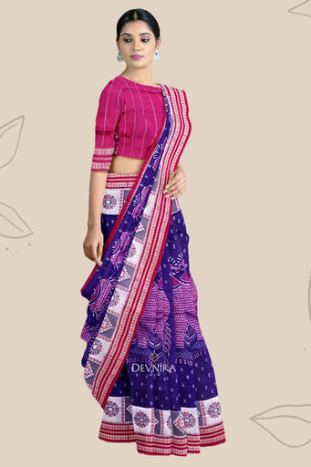Blue And Violet Fish Bandha Saree