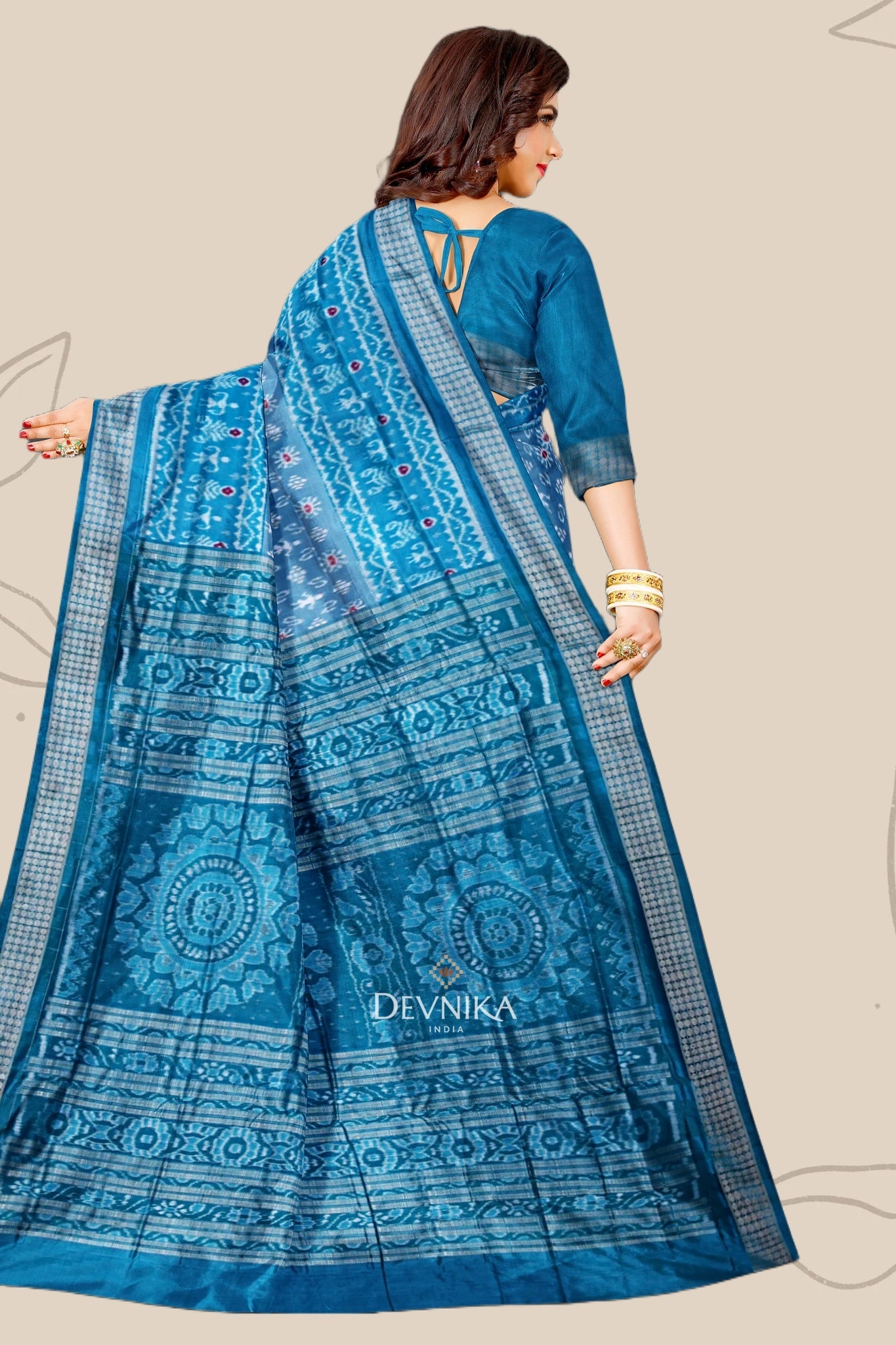 Light Blue Teracota Bandha Saree