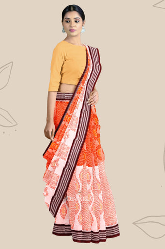 Orange And Golden Body Bandha Saree | Odisha Handloom | Devnika