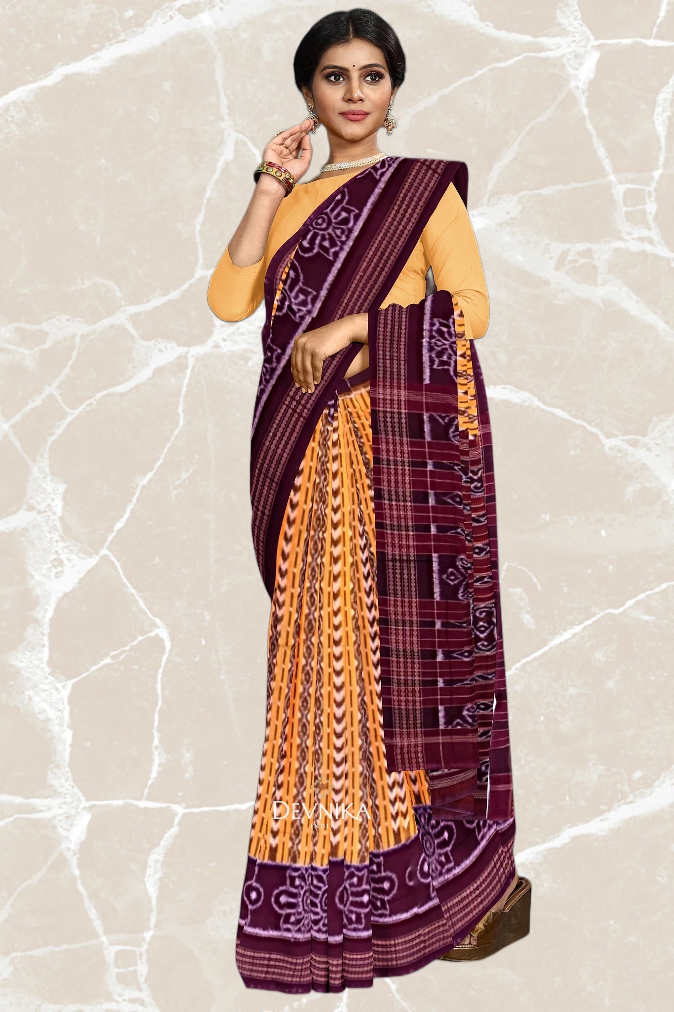 Golden Yellow Body Bandha Saree