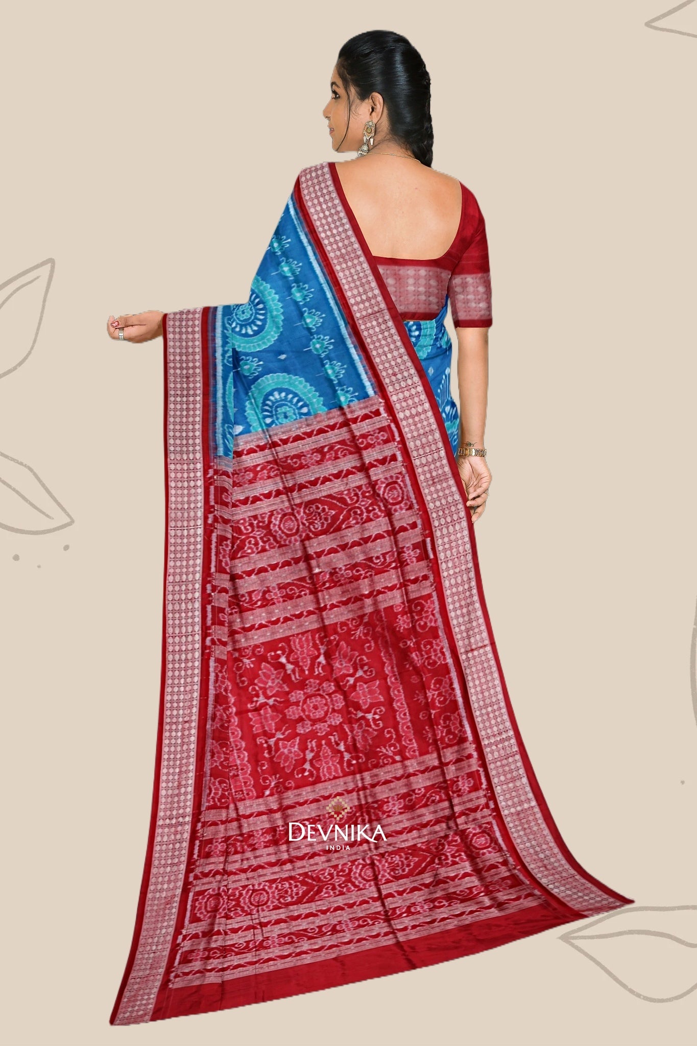 Bright Blue Bandha Sambalapuri Silk Saree