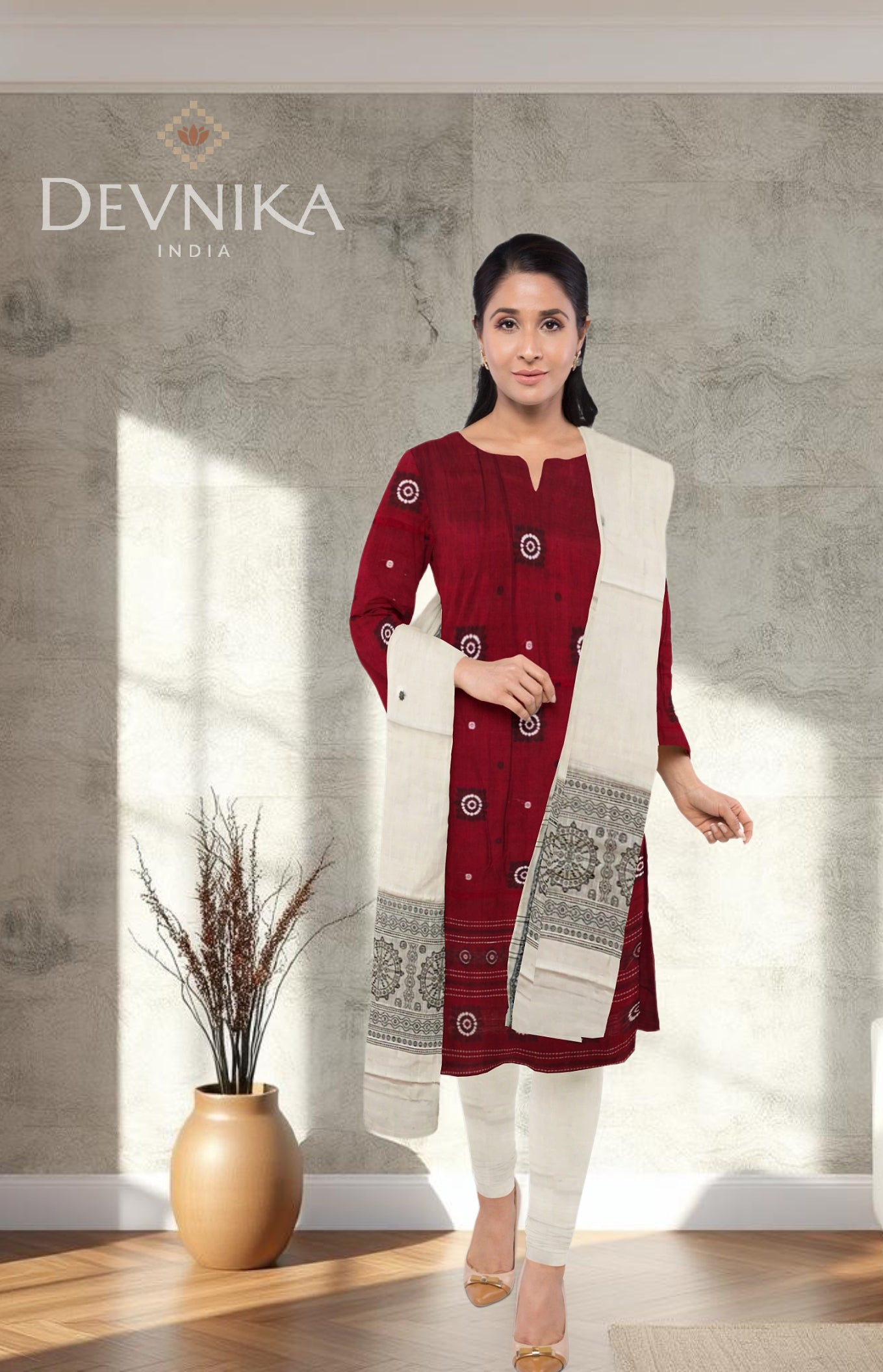Maroon Bomkai Dress Set