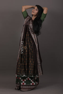 Green Body Pasapalli Saree | Odisha Handloom GI Tagged | Devnika