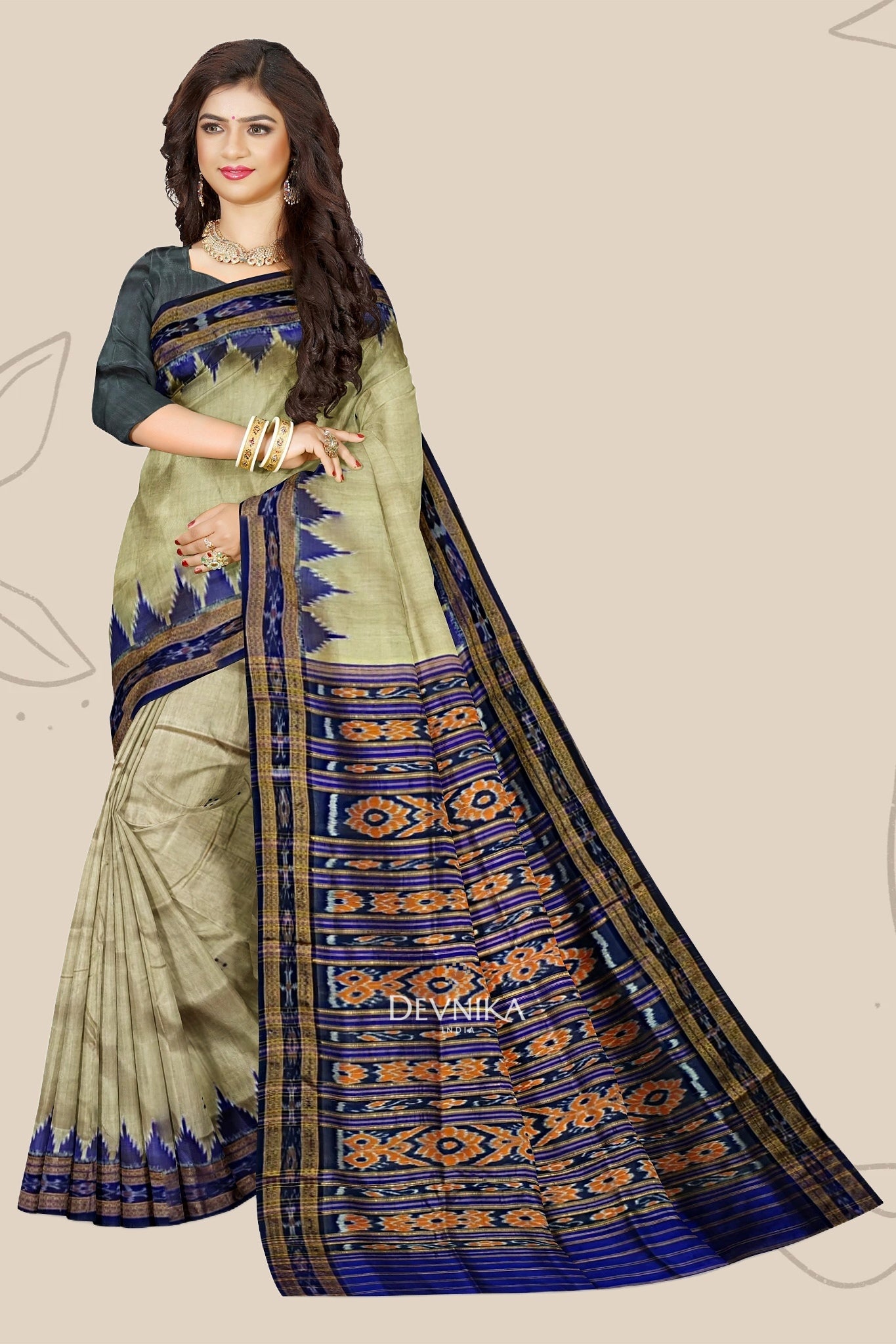 Matha Big Temple Border Khandua Pata Saree | Odisha Handloom | Devnika