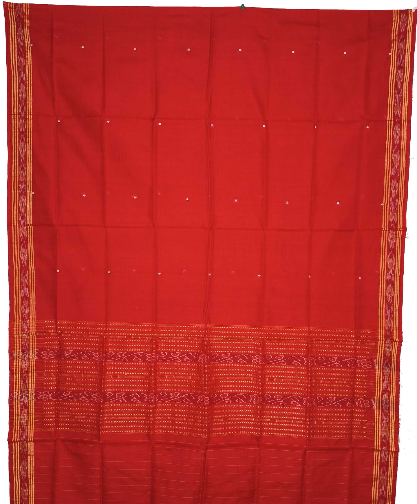 Grey Top With Red Pant & Rust Chunri Bomkai Dress Set