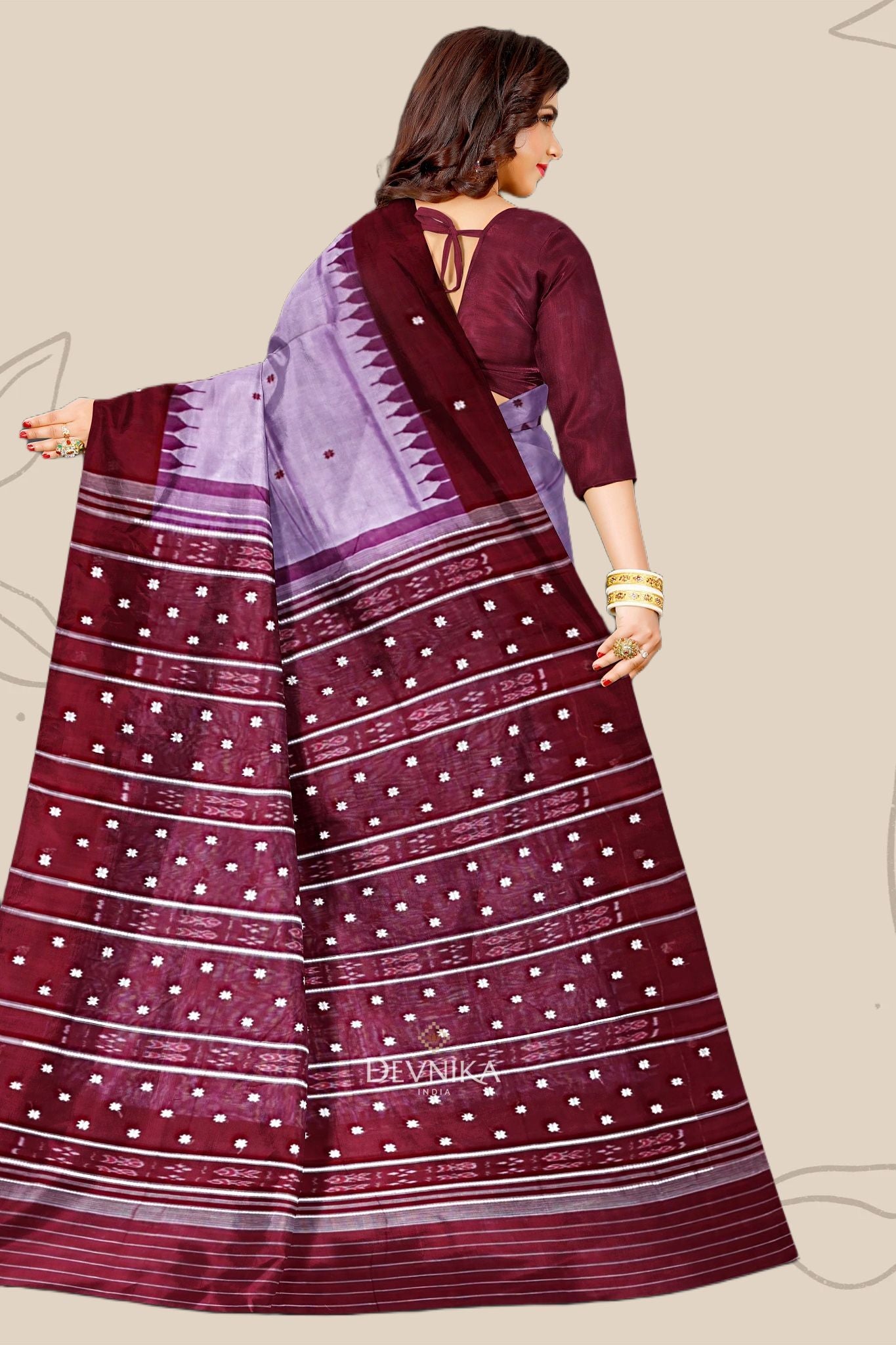 Light Violet Pata Bapta Saree