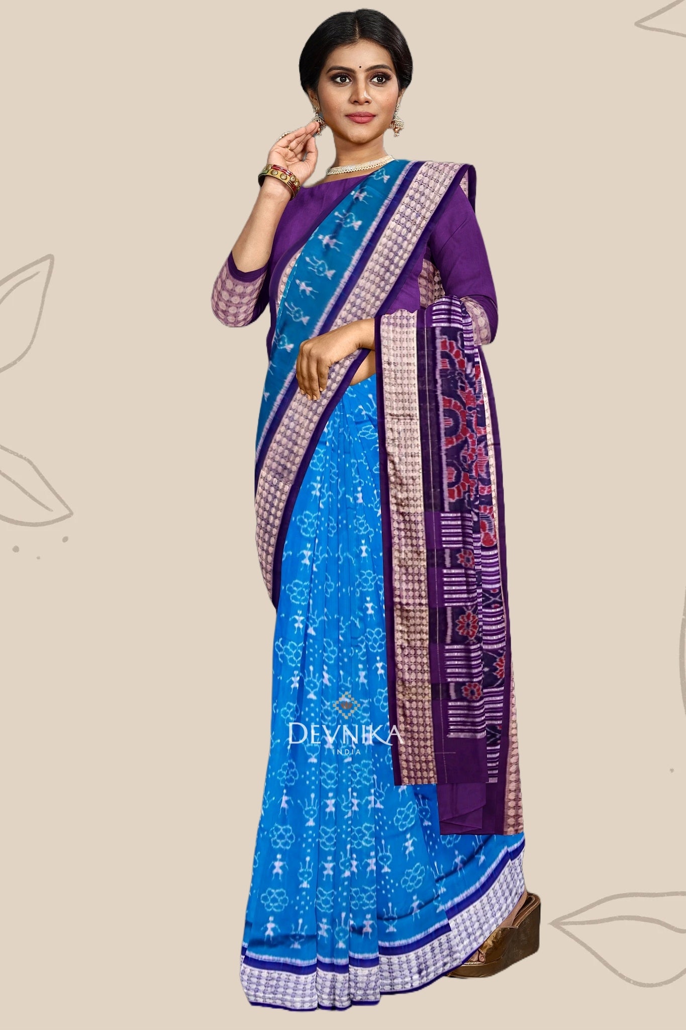 Royal Blue Teracota Bandha Saree