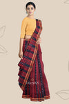 Maroon And Black Line Bandha Saree