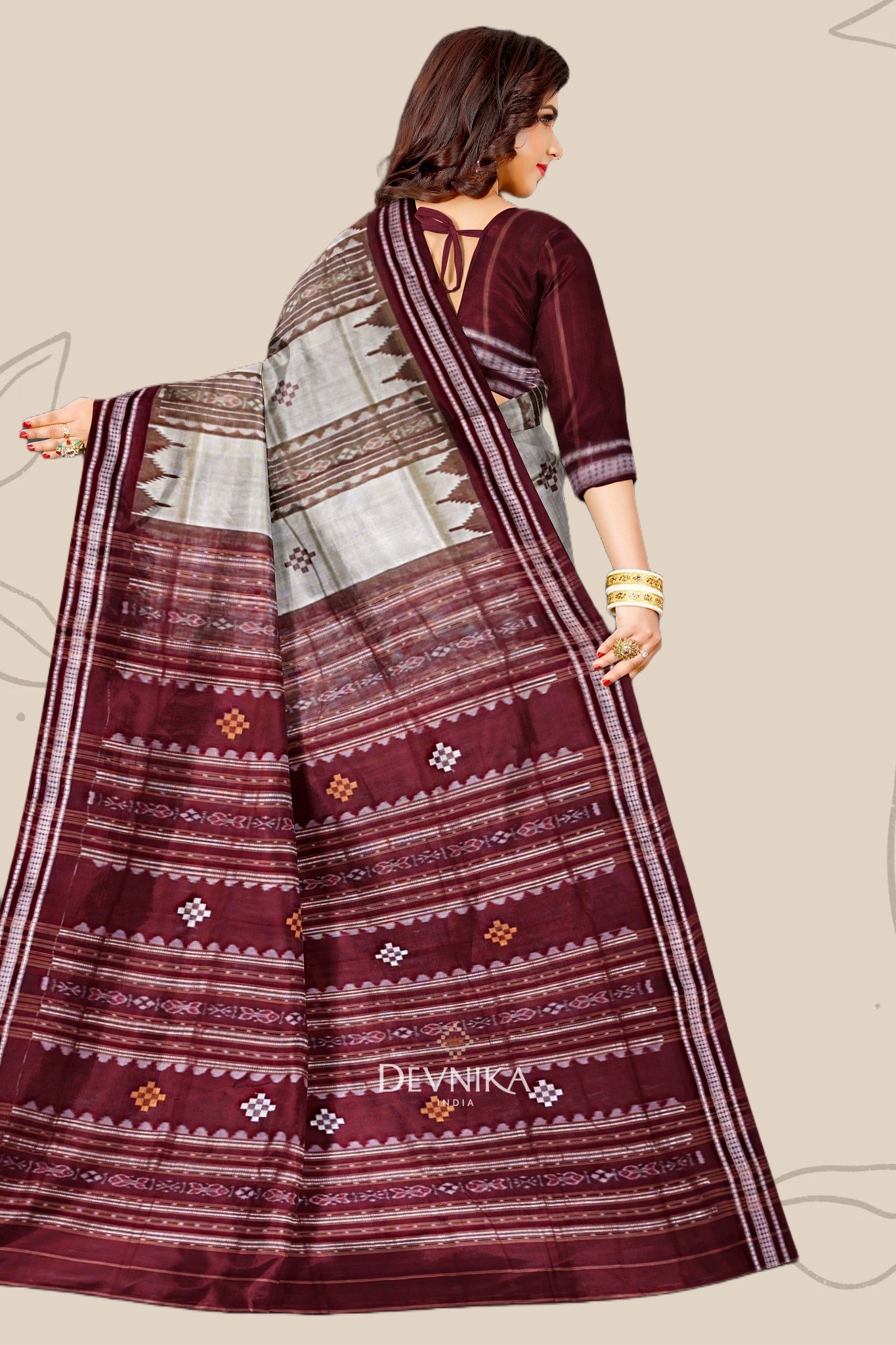 Spring Green Pata Bapta Saree